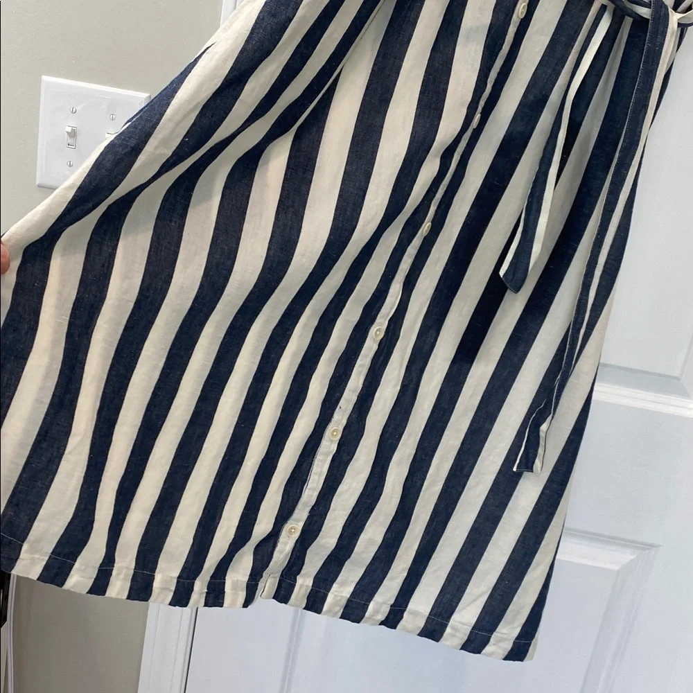Pact cotton Navy and White Stripe Button-Front Dress - Picture 5 of 10